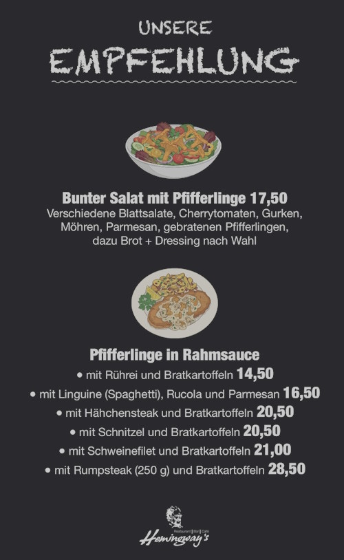 Monatsempfehlungen im Hemingways Lüneburg