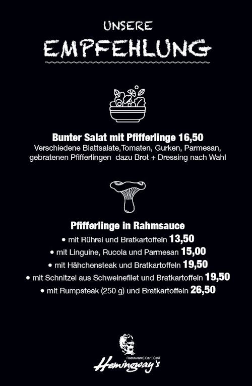 Monatsempfehlungen im Hemingways Lüneburg